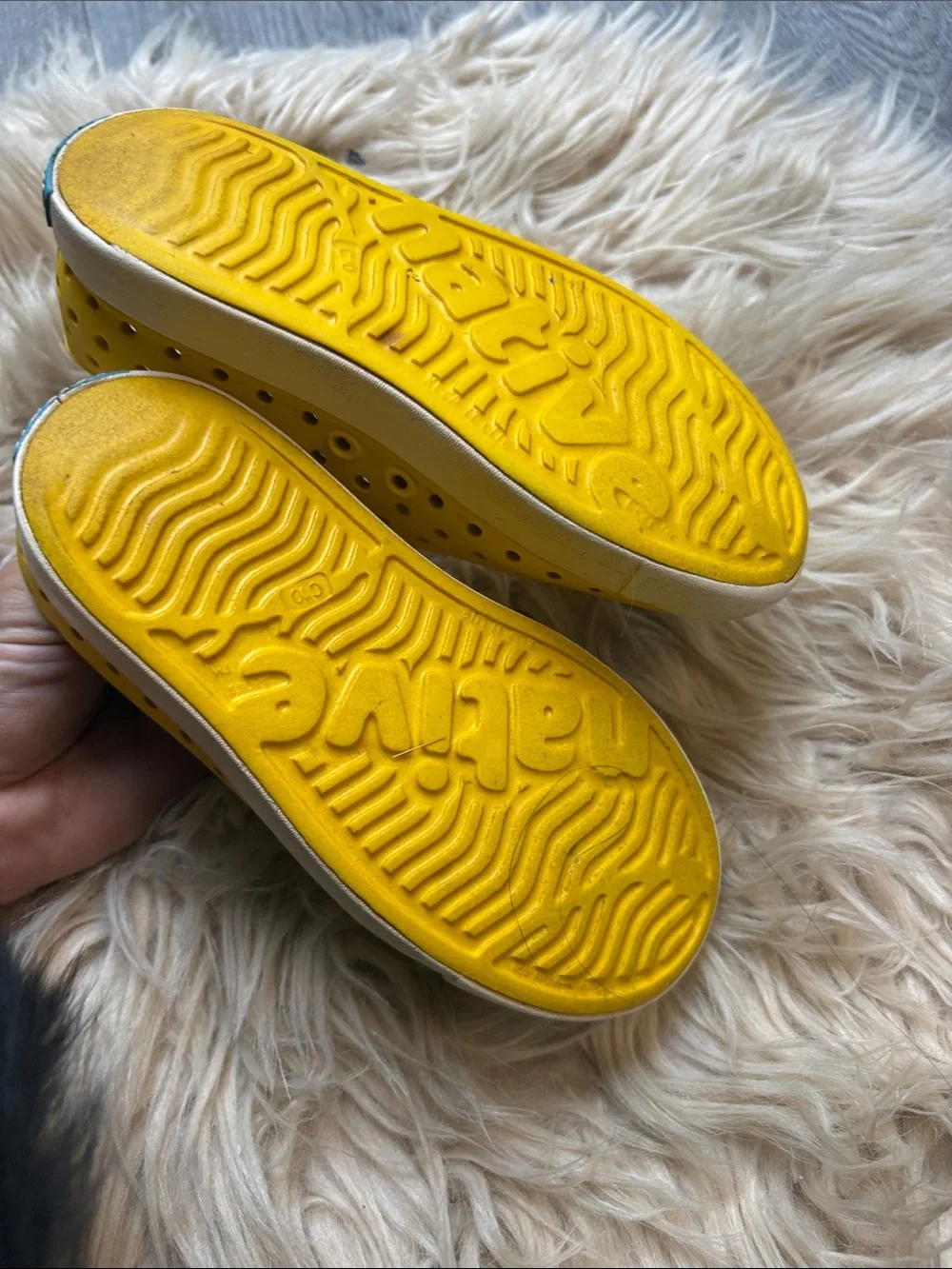 Native Kids Slip-On Water Shoes in Yellow with White Toe